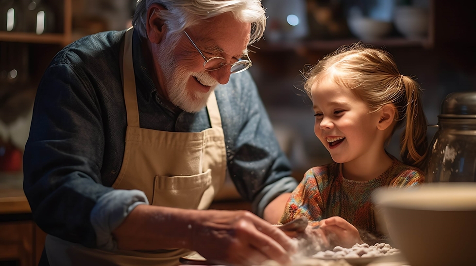 A photo of a grandfather and his granddaughter